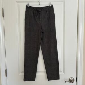 Women's Gray Work Casual Drawstring Tapered Tweed Plaid Pants Zara Size XS